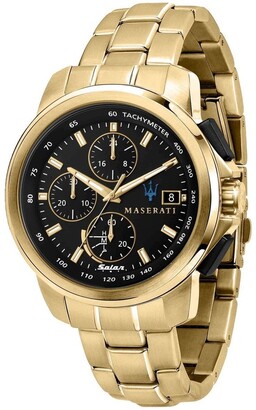 Maserati Successo Solar Gold Gold Stainless Steel Chronograph Watch