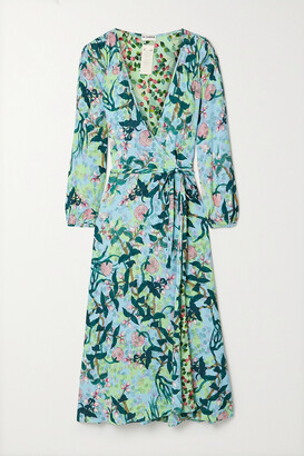 Diane von Furstenberg - Evelyn Reversible Floral-print Crepe Wrap Dress - Blue