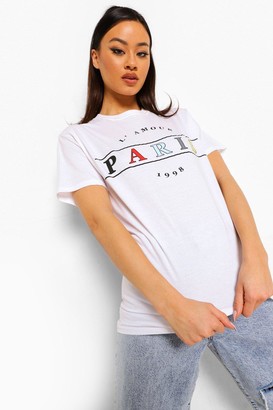 boohoo Paris Slogan Overiszed T Shirt