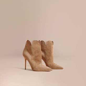 Burberry Scalloped Suede Ankle Boots