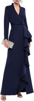 Thumbnail for your product : Badgley Mischka Belted Ruffled Neoprene Gown