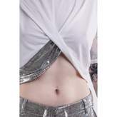 Thumbnail for your product : Okayla - White Twist Front Crop Top with Metallic Silver Panel & Mesh