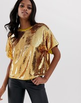 Thumbnail for your product : ASOS DESIGN embellished sequin tshirt with open back