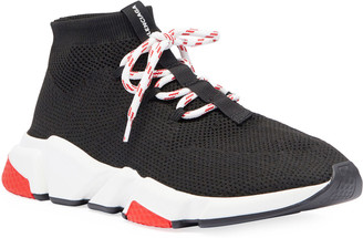 men mesh panel lace up sneakers
