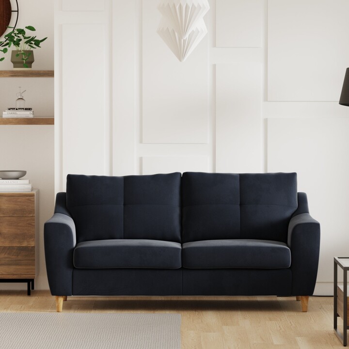 Dunelm Baxter Plush Velvet 3 Seater Sofa Navy ShopStyle