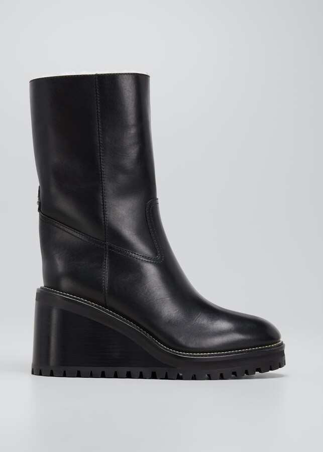 womens tall black wedge boots