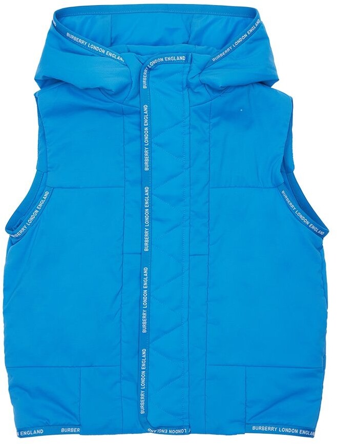 Luisaviaroma Boys Clothing Jackets Gilets Hooded Tech Puffer Vest W/ Logo Trim 