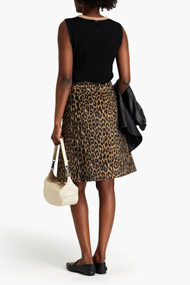 Piazza Sempione Leopard-print brushed wool-blend skirt