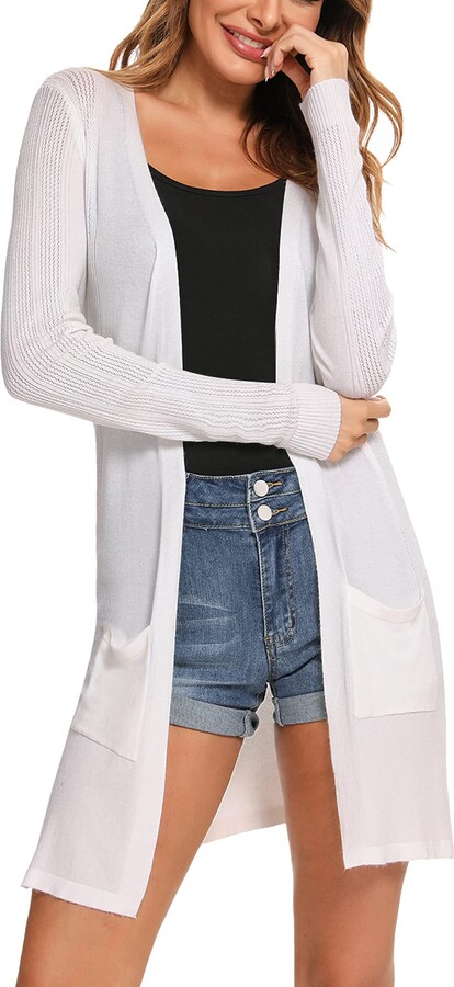 Irevial Women Casual Boyfriend Waterfall Cardigan Knitted Open Front Long Sleeve Cardigans Top 
