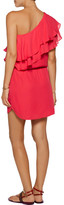 Thumbnail for your product : Haute Hippie One-Shoulder Ruffled Silk Mini Dress