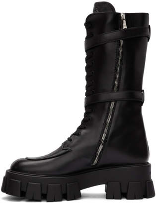 Prada Black Pocket Military Boots