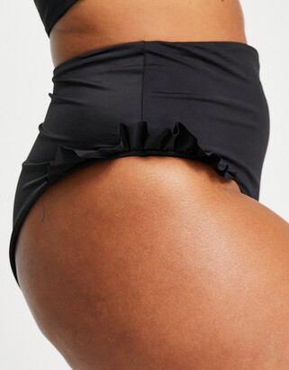 ASOS Curve ASOS DESIGN Curve mix and match frill high waist bikini bottom in black