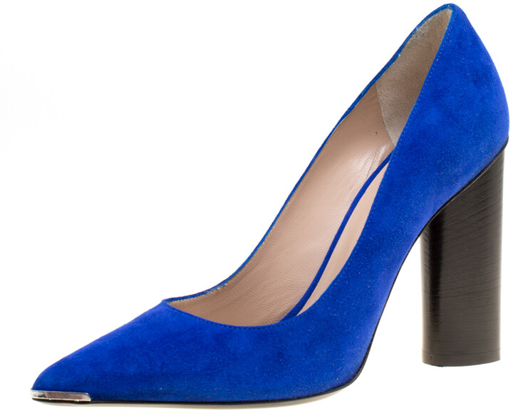 cobalt blue sandals low heel