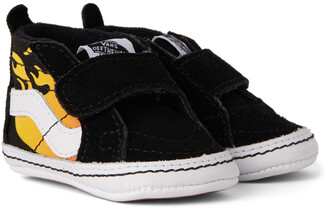 Vans Baby Black & Yellow Hot Flame Sk8-Hi Crib Sneakers