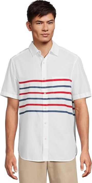 Vineyard Vines Ash Stripe Madras Short Sleeve Shirt Men's Clothing Lighthouse Red : XL, Cotton