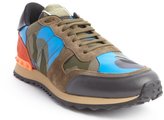 Thumbnail for your product : Valentino green and blue and orange suede camouflage sneakers