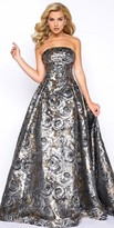 Thumbnail for your product : Mac Duggal Strapless Metallic Floral Embroidered Ball Gown