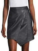 Faux Leather Wrap Front Skirt 
