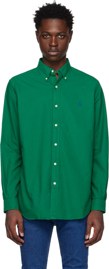 Polo Ralph Lauren Men's Green Long Sleeve Shirts | ShopStyle