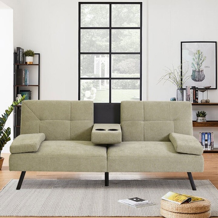 Milemont Convertible Futon Sofa Bed, Tufted SplitBack Sleeper Couch