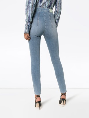 Off-White High-Waisted Bleach-Wash Skinny Jeans