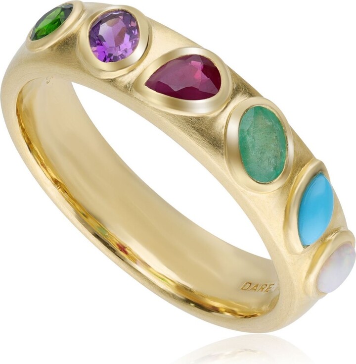 Gemondo - Coded Whispers Brushed 9Ct Yellow Gold 'Dare To' Acrostic  Gemstone Ring - ShopStyle