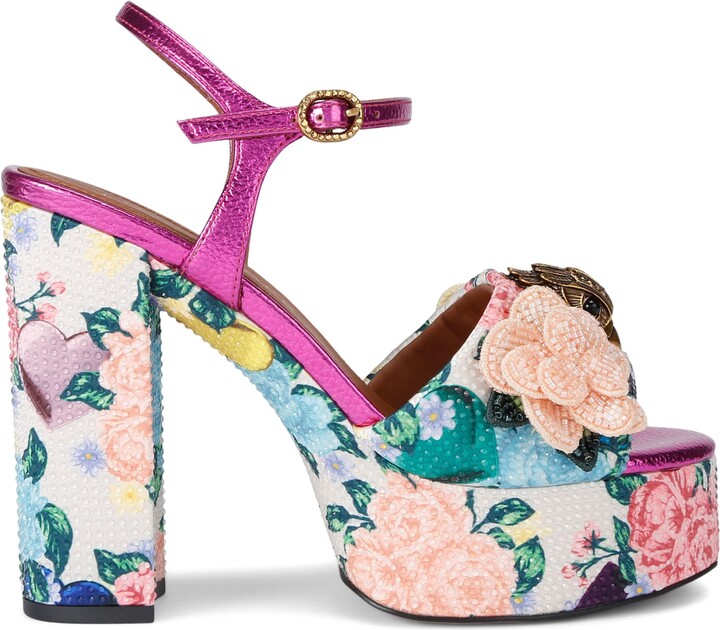 Kurt Geiger Embellished Floral Kensington Platform Sandals