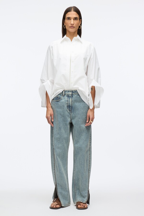 Curve Denim Pant with Zippers in WASHED INDIGO