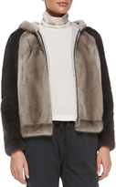 Thumbnail for your product : Brunello Cucinelli Hooded Mink Fur Colorblock Jacket