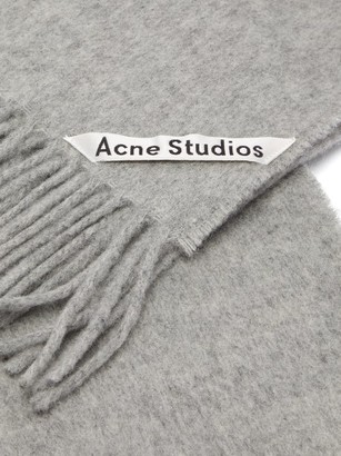 Acne Studios Canada Oversized Fringed Wool Scarf - Grey