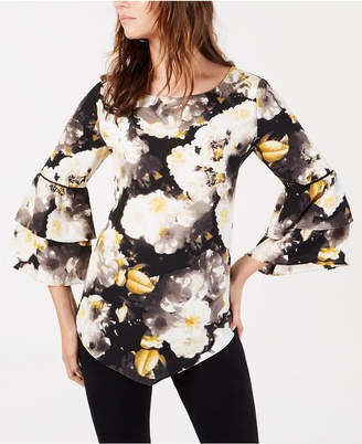 Alfani Printed Tiered-Sleeve Top, Created for Macy's