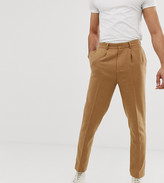 Thumbnail for your product : ASOS DESIGN Tall tapered smart trouser in textured camel
