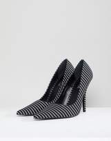 Thumbnail for your product : Public Desire Tease Black Striped Court Shoes