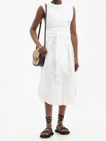 Thumbnail for your product : Alexandre Vauthier Sash-belt Cotton-blend Poplin Midi Skirt - White