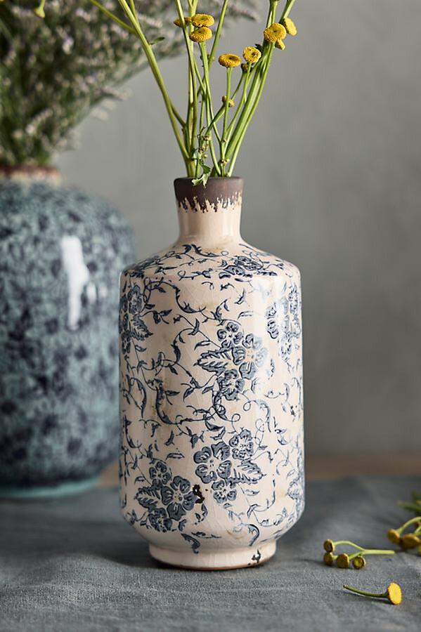 Blue Floral Ceramic Vase