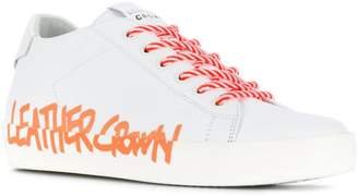 Leather Crown logo print sneakers
