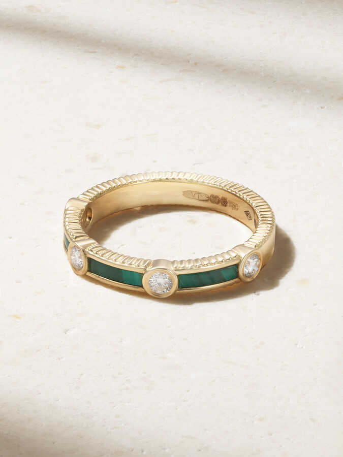 Viltier Rayon 18-karat Gold, Malachite And Diamond Ring - 51
