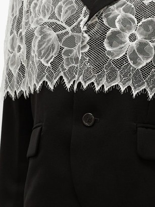 Noir Kei Ninomiya Chantilly-lace Trimmed Wool Jacket - Black White