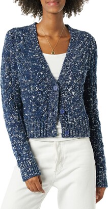 Goodthreads Women's Marled Long-Sleeve Fisherman Cable Cardigan Sweater