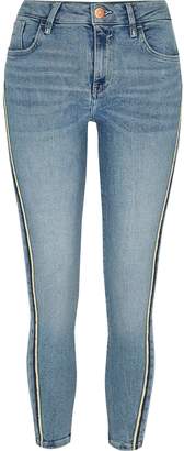 RI Petite Ri Petite Amelie Side Stripe Skinny Jeans- Mid Blue