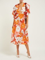 Thumbnail for your product : Dodo Bar Or Bernadette Floral-print Silk-jacquard Midi Dress - Orange Multi