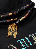 Thumbnail for your product : Amiri Scarf-Trimmed Logo-Print Loopback Cotton-Jersey Hoodie