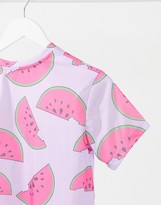 Thumbnail for your product : Outrageous Fortune nightwear cropped T-shirt in lilac watermelon print