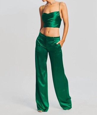 Satin wide leg pants emerald green