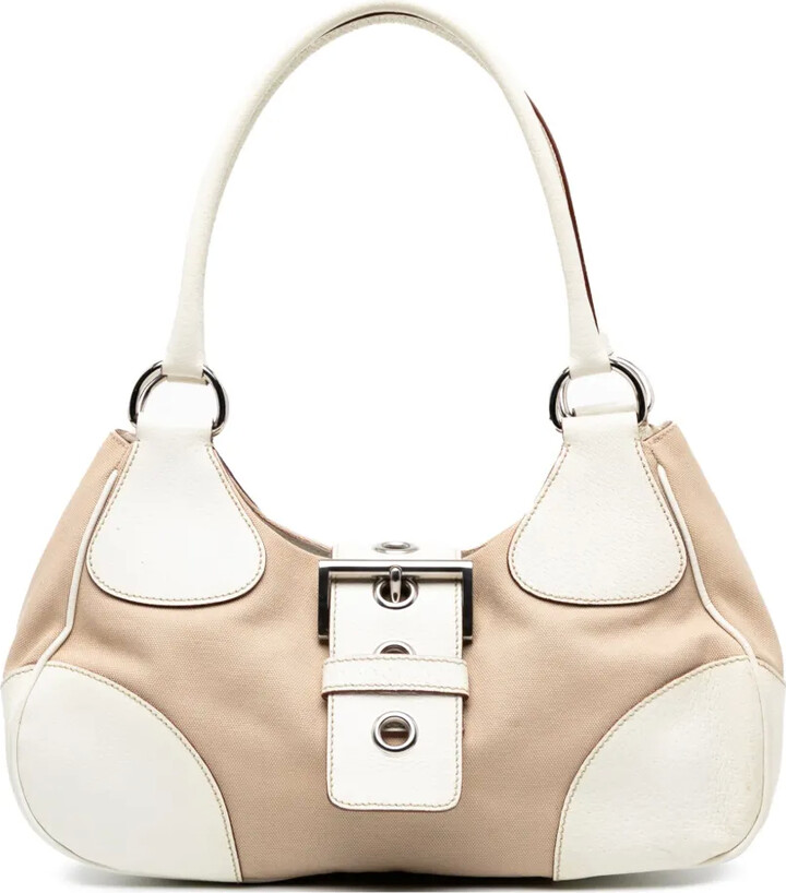 Prada Pre-Owned 2000-2025 Cinghiale Trimmed Canvas Canapa Moon shoulder bag