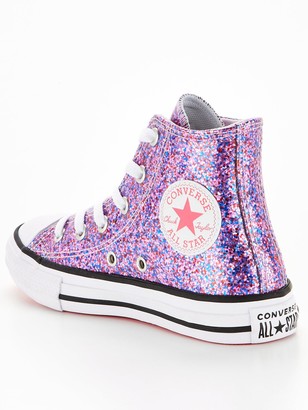 Converse Chuck Taylor All Star Coated Glitter Junior Ox Trainers Pink