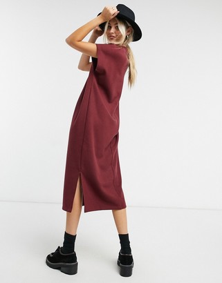 ASOS DESIGN super soft midi dress with pocket detail in port