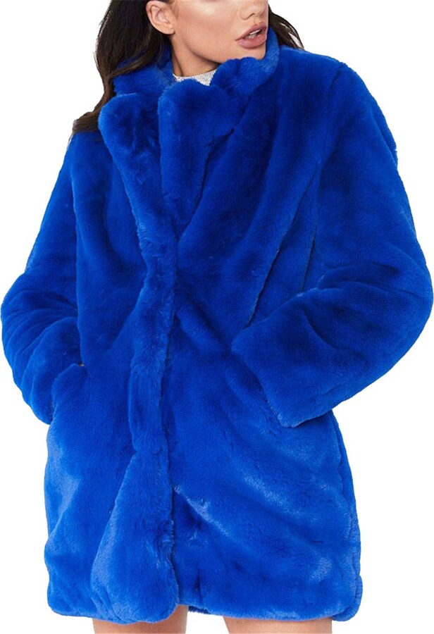 Blue Faux Fur Coat The World S, Royal Blue Faux Fur Coats Plus Size Uk