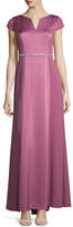 Thumbnail for your product : Kay Unger New York Crepe-Back Satin Belted Gown, Magenta