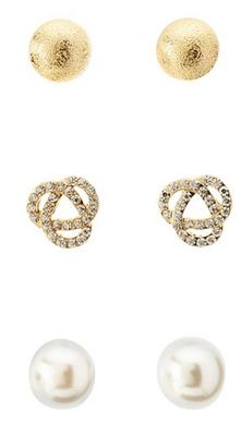 Charlotte Russe Infinity Knot & Pearl Stud Earrings - 3 Pack